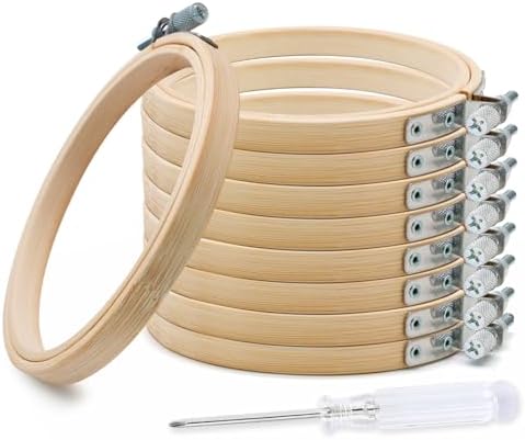 Biaungdo 12 Pieces 4 Inch Round Wood Embroidery Hoops