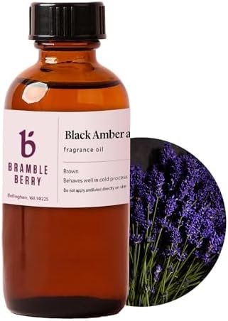 Bramble Berry Black Amber and Lavender Fragrance Oil 2 oz | Warm Herbal Scent for Soap, Candles, Perfume & Bath Bombs | Skin Safe, Vegan, Paraben & Phthalate Free, DIY Craft Essential