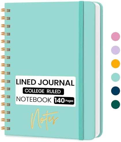 Lined Spiral Journal Notebook, A5 College Ruled Notebook for Note-Taking