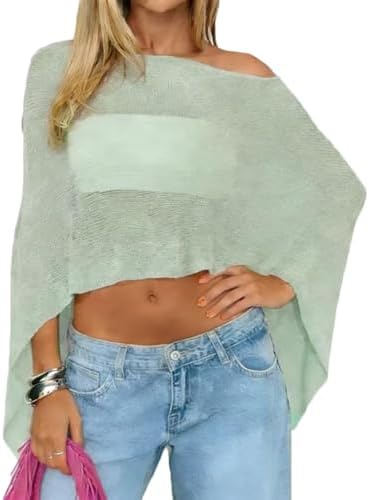 Women Sheer Poncho Top Knit Crochet Irregular Shrug Bolero Shawl Lightweight See Through Beach Cover Up