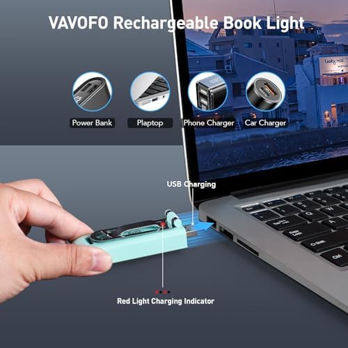 VAVOFO USB Rechargeable Book Light, Bookmark Clip on LED Reading Light