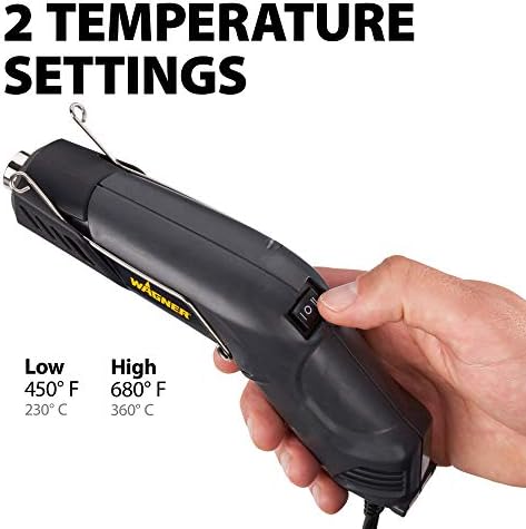 Wagner Spraytech HT400 Dual-Temperature Heat Gun, Craft Kit | Dual 450°F and 680°F settings support shrink tubing, embossing, crafts and sticker removal.