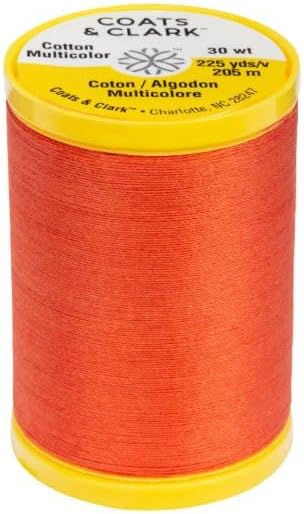 Coats & Clark Cotton All Purpose Sewing Thread 100% Mercerized Cotton 225 Yards Each Spool S970 2 Pack Bundle with 3 Bella's Crafts Needle Threaders (Tango)