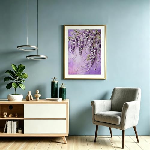 Violet Special Shape Pearl Painting Kits for Adults,5D Diamond Art Pearl Painting Kits for Beginner，DIY Pearl Diamond Dots Gem Art Craft for Home Decor 12 x 16 inch