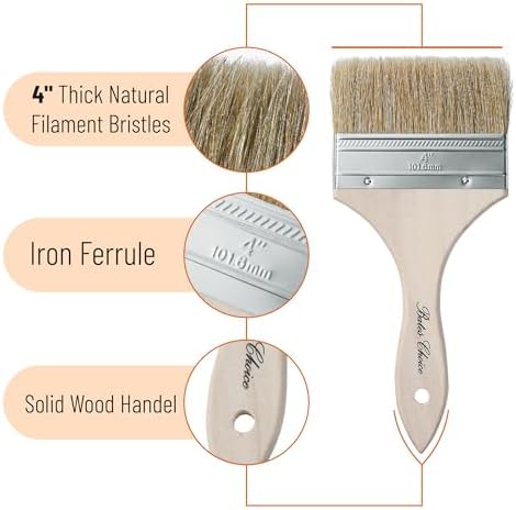 Bates- Chip Paint Brushes, 4 Inch, 12 Pack, Chip Brush, Brushes for Painting, Paint Brushes, Stain Brushes for Wood, Natural Bristle Paint Brush, 4 Inch Paint Brush, Chip Paint Brushes for Paint