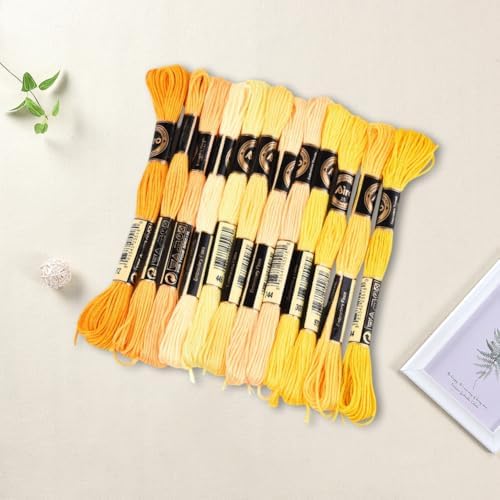 12 Skeins 6 Strands Yellow Embroidery Thread for Hand Sewing