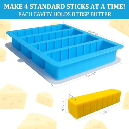 Sidosir 2PCS Butter Silicone Mold with Lid, Non-Stick Butter Mold Tray with Measurements for Homemade Butter, Butters Mold for Chocolate Making and Cakes Baking
