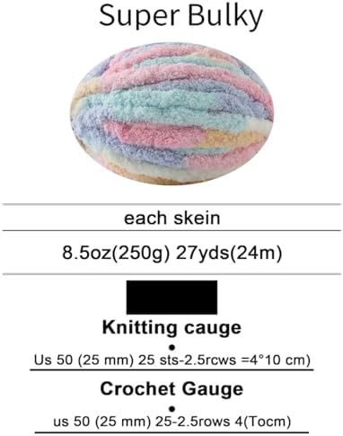 Chunky Yarn for Hand Knitting, No7 Thick Yarn, 250Grams 23Yards, Pack of 4, Perfect for Knitters and Crafters (Marshmallow)