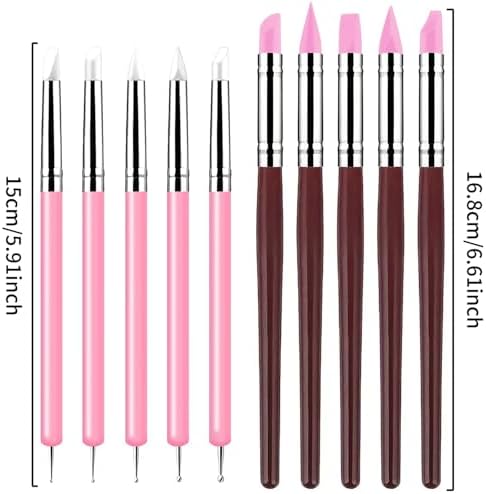 10 Pcs Silicone Clay Sculpting Tools Set, Double-Ended Dotting Tools & Silicone Brushes for Polymer Clay, Air Dry Clay, Pottery & DIY Crafting-Pink