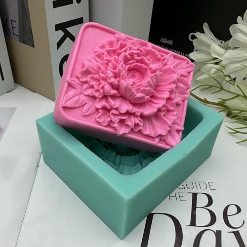 3D Peony Flower Soap Mold Beautiful New Peony Handmade Soap Molds Silicone for Cold Process Melt Process Soap Making Molds Lotion Bar Molds Candle Mold