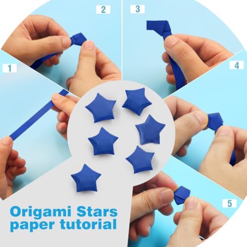 FoDau770 Solid Color Star Paper Strips - 360 Sheet, Dark Blue
