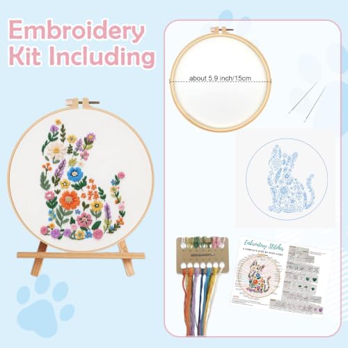 Nuberlic Embroidery Kit for Beginner,Floral Embroidery Practice Kit