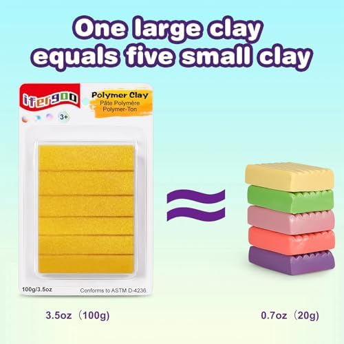 ifergoo 100g Golden Polymer Clay, 3.5oz Oven Bake Modeling Clay for Kids