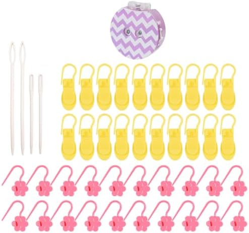 Knitting Loop Clip and Row Counter Set with Locking and Bulb Markers, Large-Eye Yarn Finishing Tools, Storage Case