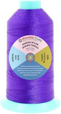 Mandala Crafts Size 138 420D T135 Violet Bonded Nylon Thread, 1250 YDs