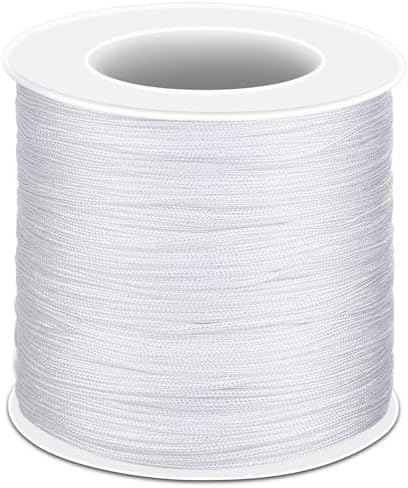Anezus White Nylon String for Bracelets, 0.8mm Nylon Thread Braided Nylon Cord Wind Chime Outdoor Twine String for Beading, Necklaces, Blinds, DIY Craft, Jewelry Making