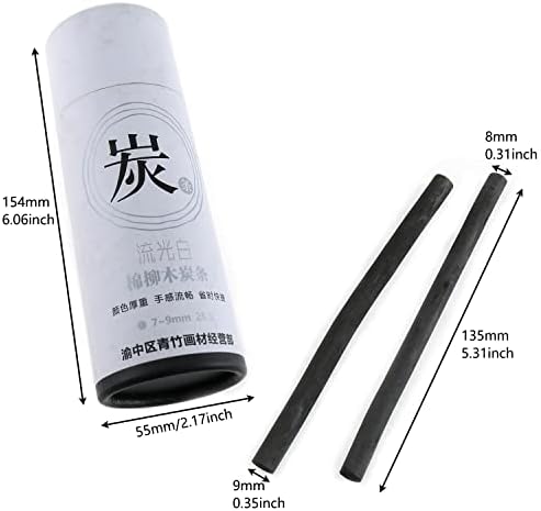 E-outstanding Charcoal Sticks 25PCS 7-9mm Dia Black Vine Willow Sketch Charcoal Pencils for Drawing, Sketching and Fine Art,Compressed Charcoal