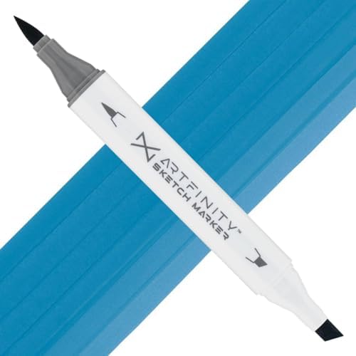 Artfinity Sketch Markers - Peacock Blue B1-6, Vibrant, Professional, Dye-Based Alcohol Markers for Artists, Drawing, Travel, & More