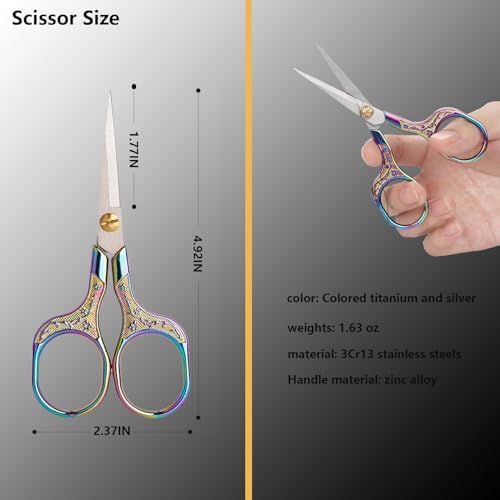 YVAOG Mini Folding Scissors, Safe Portable Travel Mini Scissors, Stainless Steel Retractable Small Scissors for Home Office, 2 Piece Set (Silver and colored titanium)
