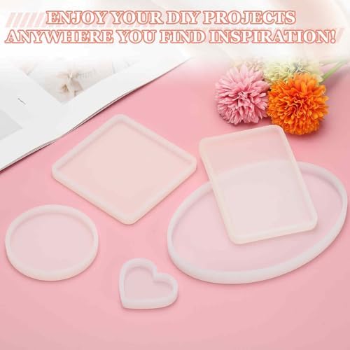 MECCANIXITY 2 Pcs Coaster Silicone Casting Mould, 13x13cm/5.2x5.2in Square Shape Epoxy Casting Resin Mould Tools for Resin Coaster Home Decor DIY Craft Handmade Colorful Amber Handicraft