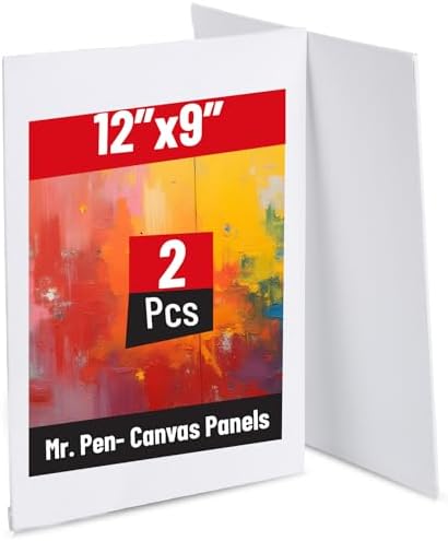 Mr. Pen- Canvas Panels, 2 Pack, 9x12 Inches | Triple Primed for Oil & Acrylic Paints, Canvas Boards for Painting, Painting, Blank Canvas for Painting, 3mm Thickness