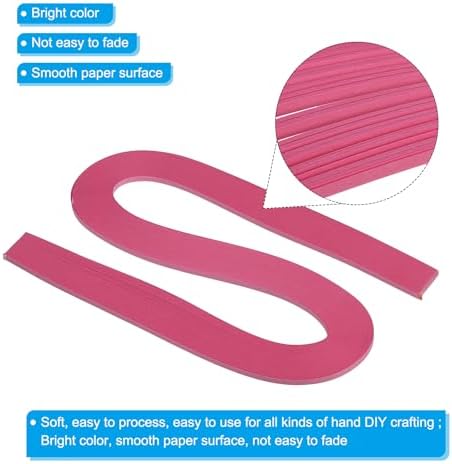 PATIKIL 240pcs Quilling Strips Paper 1/8"(3mm) 21"(54cm) Origami Paper Quilling Strip for Art DIY Hand Craft Christmas, Rose Red