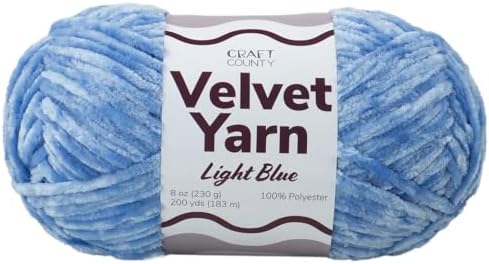 Craft County Bulky 5 Velvet Yarn – Super Soft Polyester Yarn for Blankets, Home Décor, and More!