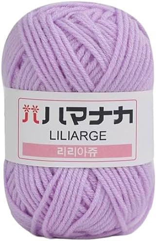 TiaoBug 1Roll Milk Cotton Yarn Solid Color Crochet Yarn for DIY Crafts Knitting Bag Doll Blanket Garments Hat Light Purple One Size