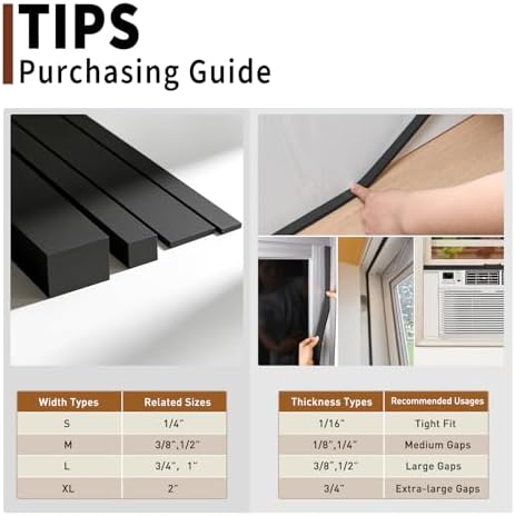 Yotache Weather Stripping Door Seal Strip 1/2 x 1/4 inch, 2 Rolls x 13Ft, New Adhesive Foam Insulation Tape for Door Frames, Windows, Total 26Ft (Pack of 2)