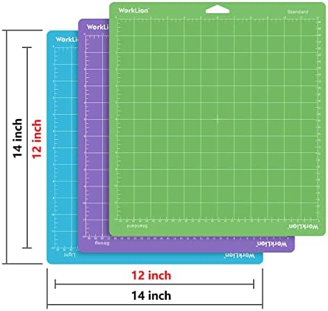 WORKLION Cutting Mat 12x12 Compatible with Maker/Maker 3/Maker 4/Air 2/Explore 3/4, Variety Sticky（Standard,Light,Strong) Vinyl Mat(3Pack) Accessories