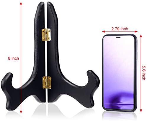 Tatuo 2 Packs Wooden Plate Stands for Display Easel Holders, 8 Inch, Black