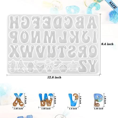 Alphabet Keychain Molds with Hole, Resin Letter Number Molds