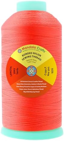 Mandala Crafts Size 46 210D T45 Coral Bonded Nylon Thread, 2843 YDs