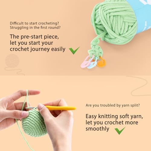 Crochet Kit for Beginners: 2 PCS Red & Blue Mushroom Starter Crochet Kits with Step-by-Step Video Tutorials and Yarns, Hook, Accessories, DIY Craft Gift for Adults and Teen(30%+ Yarn)