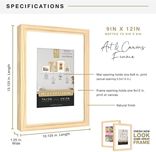 MCS Gallery Wooden Frame, 9x12 Matted to 6x8, Natural