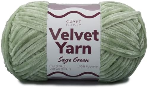 Craft County Bulky 5 Velvet Yarn – Super Soft Polyester Yarn for Blankets, Home Décor, and More!