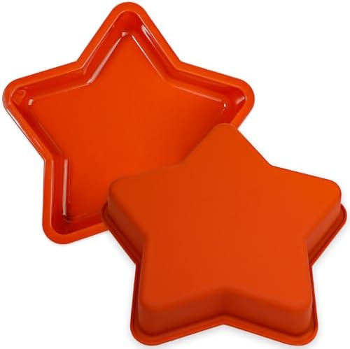 Webake 2Pcs Silicone Star Cake Pan 10 Inch Large Nonstick Star Shaped Cake Mold for Baking, Birthday, BPA Free