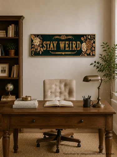 CraftBliss 5D Large Diamond Painting Kit, Stay Weird Retro Floral Long Wall Art, 30x80cm (12x32 inch) Horizontal Diamond Art for Adults, Vintage Flower Gem Art for Living Room Bedroom Home Decor