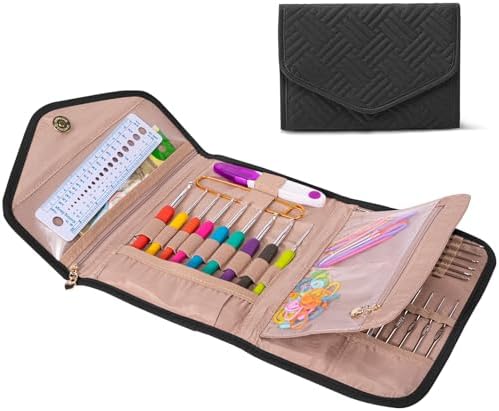 MYBAGZING Crochet Hook Case - Foldable Organizer - Knitting & Crochet Supplies Holder