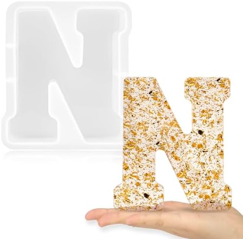 Gartful 7 Inch Large Letter Molds for Resin, 3D N Capital Alphabet Epoxy Resin Mold, A to Z Thick Resin Letter Molds for Making Letters, Word Sign Art, DIY Crafts, Making Cake, Party Home Decor