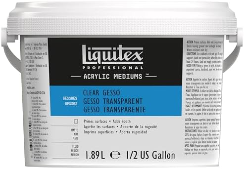 Liquitex Professional Gesso Surface Prep Medium, 1.89L (Half Gallon) Bucket, Clear Gesso