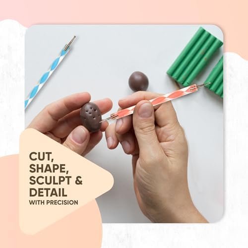 14 Pcs Polymer Clay Tools Acrylic Roller Clay Rolling Pins for Baking with Thickness Rings, Tissue Blade, Slicer Knife, Dotting Tools, Sculpting Earring and Jewelry Making Kit for Modeling and Shaping