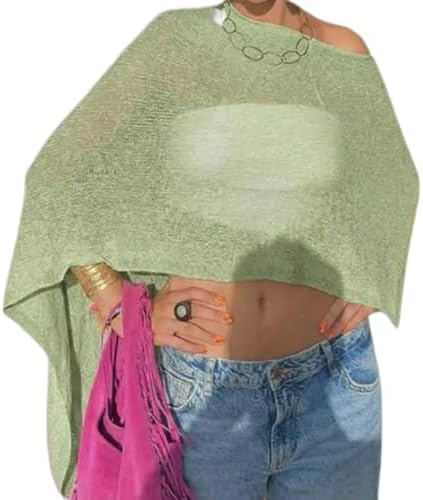 Women Knit Poncho Top Sheer Crochet Shawl Cover Up