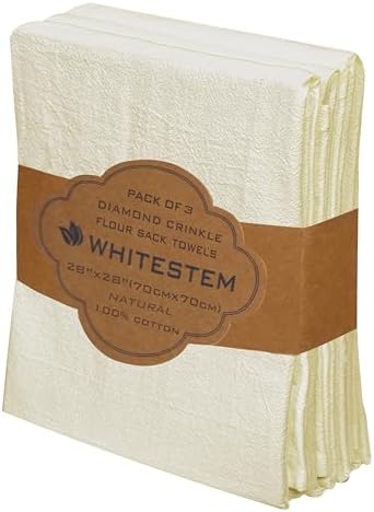 Flour Sack Towels 28” x 28” – Pack of 3 Cotton Kitchen Towels, Dish Towels and Tea Towels for Embroidery, Thick Absorbent for Baking & Bread Proofing - Natural