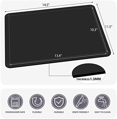 WK Flexible Plastic Cutting Boards Mats with Lip, Foldable Cutting Board for Kitchen Set of 3, Cutting Board for Meat, Nonslip Cutting Mats, BPA Free, Dishwasher Safe, Multi Colors