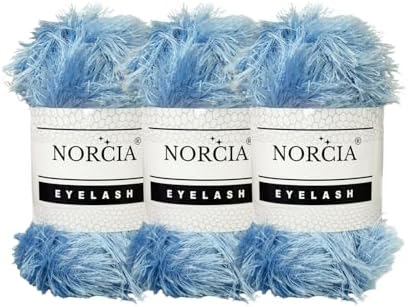 Eyelash Yarn Fun Fur Yarn(3 * 100g-3.5oz) (3 * 153yds-140mt) Fuzzy Premium Soft Crochet DIY Hand Knitting 100% Polyester