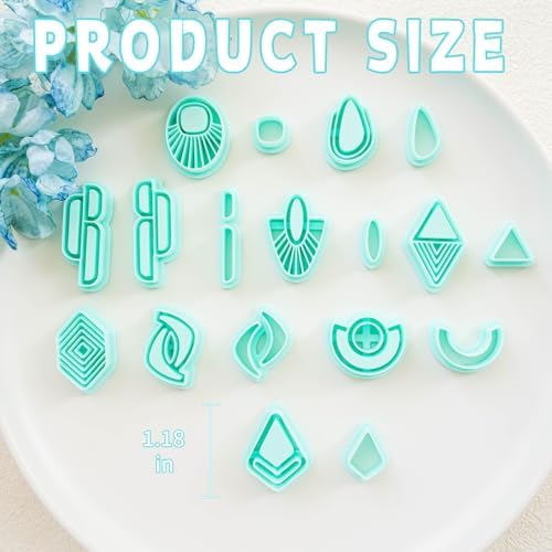 Tainsky 19 Shapes Embedded Polymer Clay Cutters - Gem Clay Jewelry Making Tools, Earring Cutters (B)