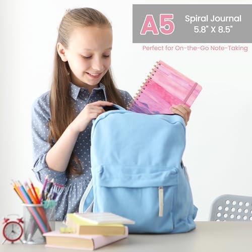 Lined Spiral Journal Notebook, A5 College Ruled Notebook for Note-Taking