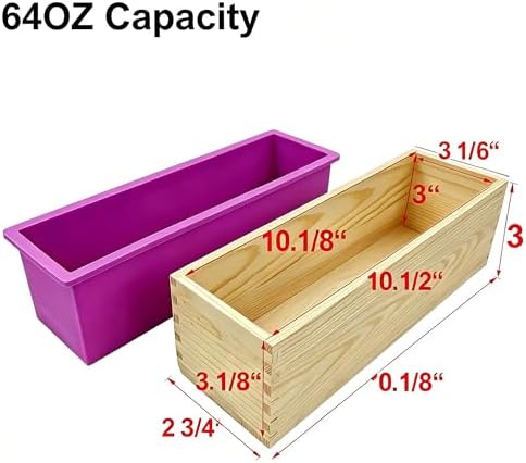 Soap Molds with Bamboo Cutting Box and 2 PCS Silicone and Wood Molds Box