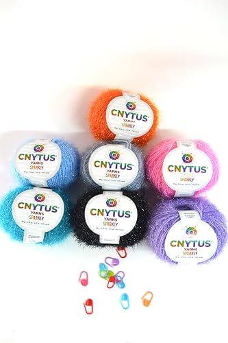 Sparkly Eyelash Fantasy Knitting Yarn | Metallic Lurex Nylon Short Eyelash Yarn | 50g (1.76oz) |140m(155 Yards) | Shiny Crochet Thread for Amigurumi & Decorative Projects (1 Skein, Turquoise)